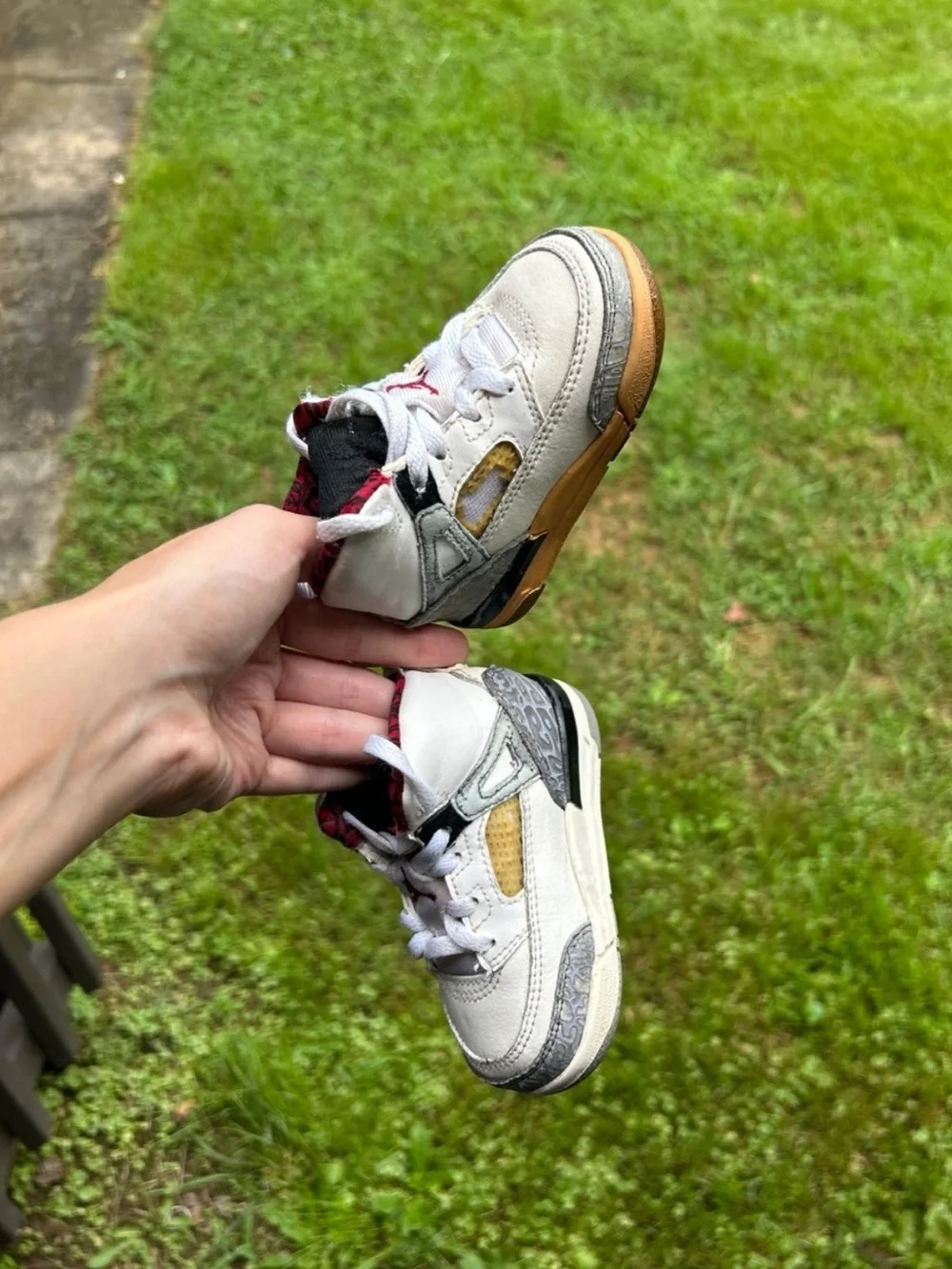 Jordan baby/Toddler White, Red & Gold Sneakers